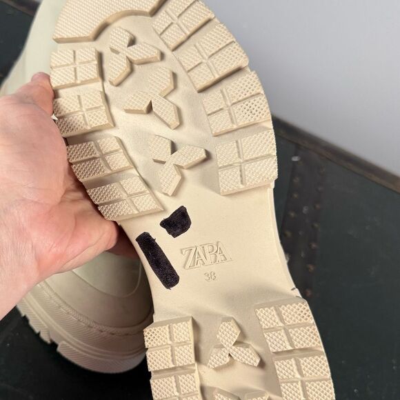 ZARA SHOES LACED LEATHER HIGH TOPS COMBAT BOOTS Eu Size 38 - Picture 2 of 4